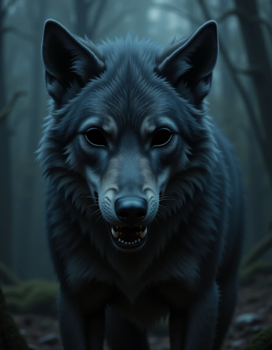 a cinematic shot of a wolf with hollow eyes, <lora:Hollow_Eyes_Portrait-000001:1>