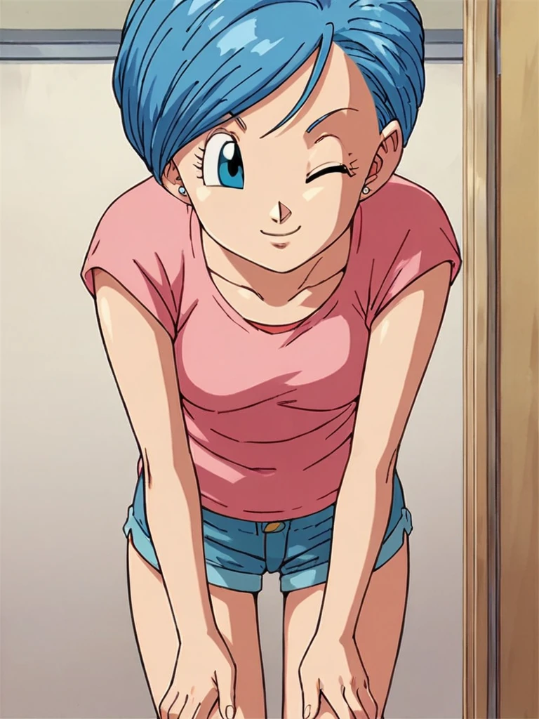 bulma, 1girl, solo, blush , blue eyes, u purple hair, hair bow, eyelashes,  braided ponytail, masterpiece, expensive quality, very_expensive_solve, big_file size, full color,(completely nude:1.2),pussy,niplles,flat chest,bed room,