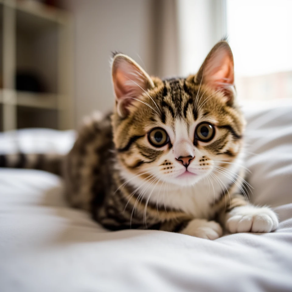 a cute cat in bedroom