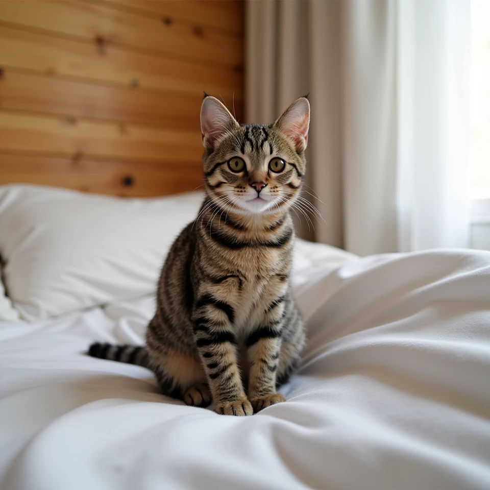 a cute cat in bedroom