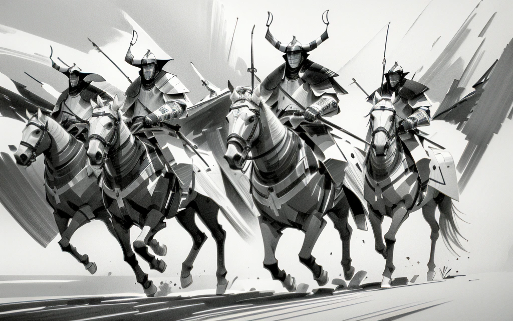 best quality,masterpiece
mongolian knights  in charging 
<lora:neg9V2_last:0.25> 
solo focus,  
  <lora:monomaker_V02:1>  fast sketch, traditional media, limited palette, monochrome, by maker