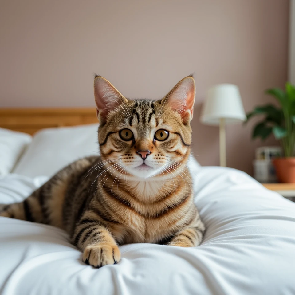 a cute cat in bedroom