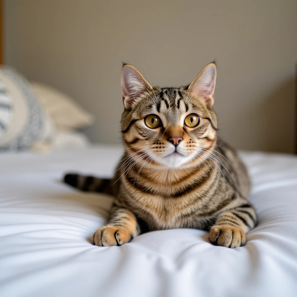 a cute cat in bedroom