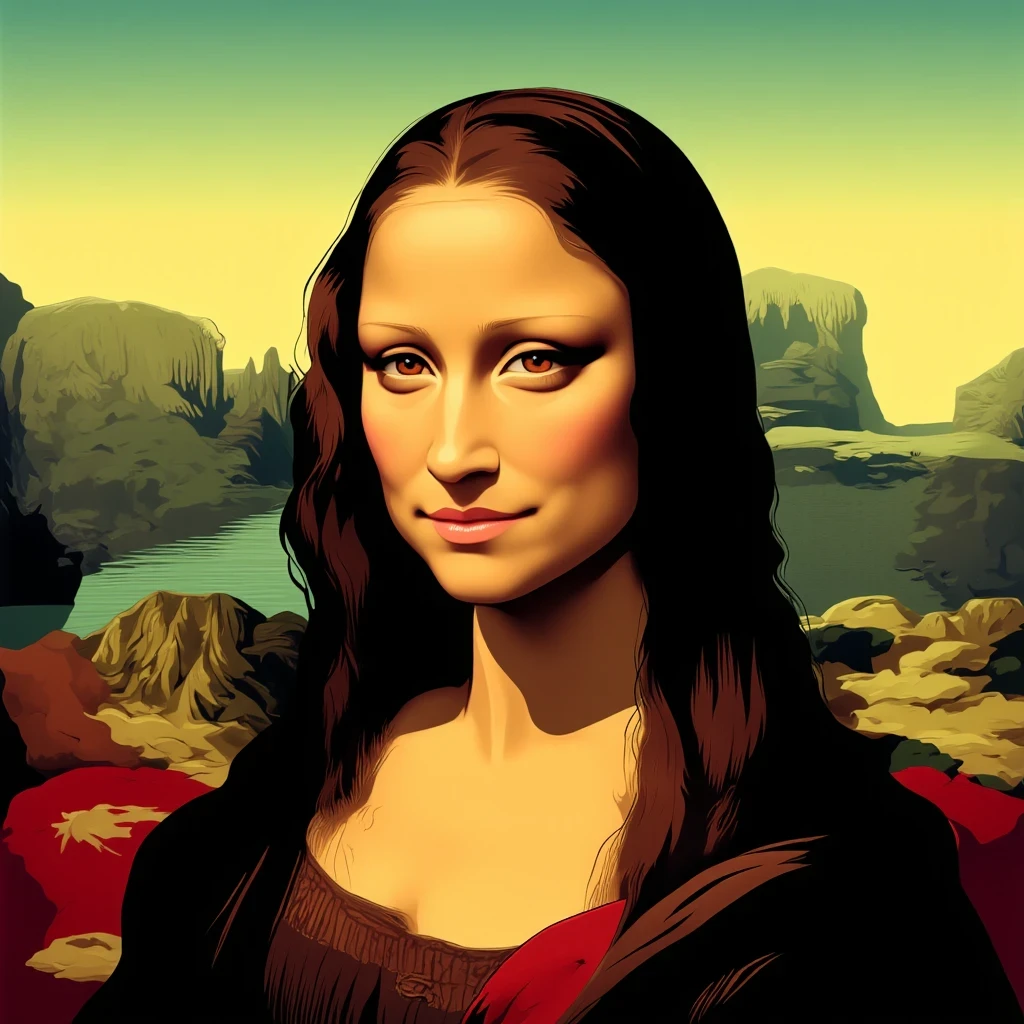 a vector image of Mona Lisa in the style of BLDVCTR