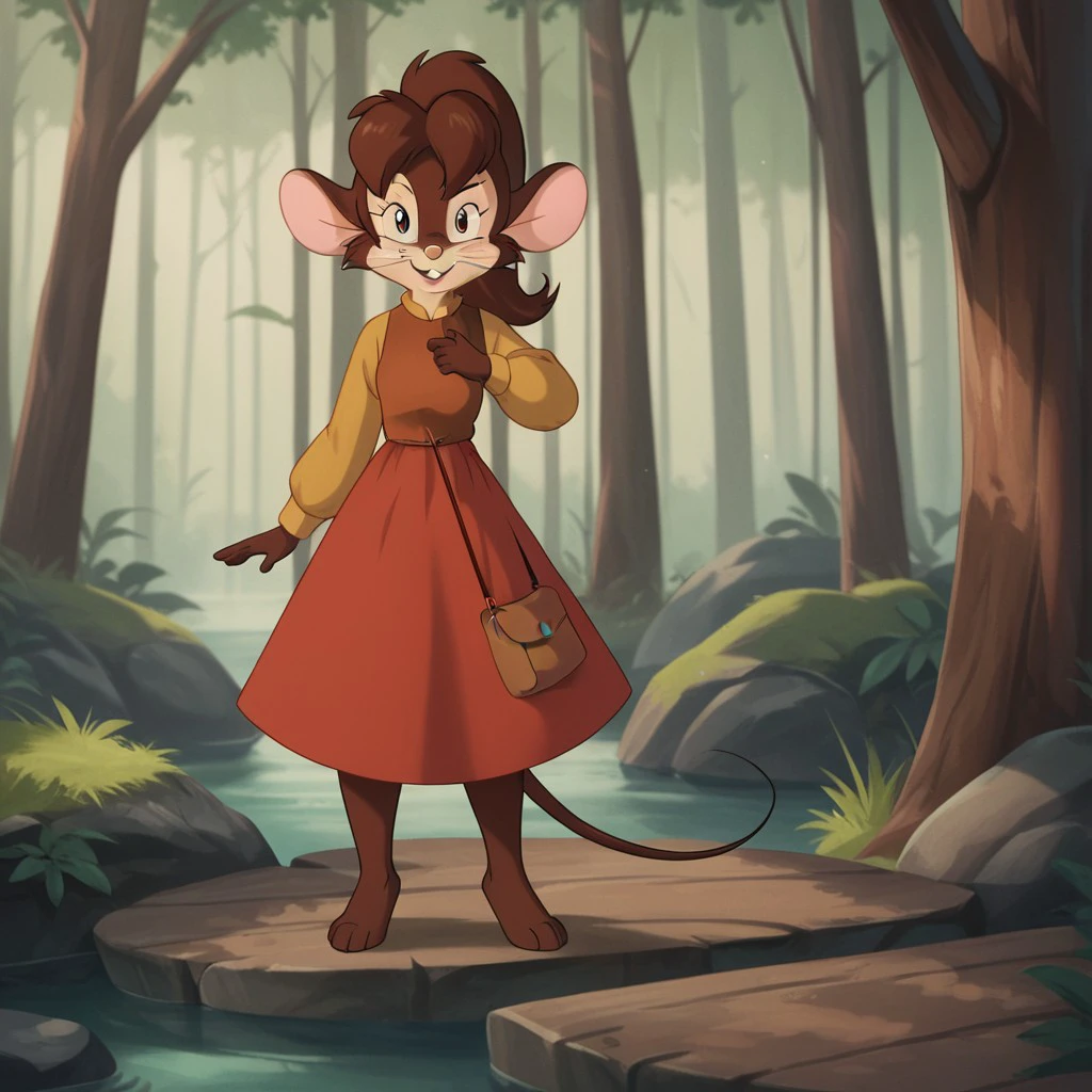 score_9, score_8_up, score_7_up, score_6_up, score_5_up, score_4_up, source_furry, tanyafgw, young anthro, female, mouse, brown fur, brown hair, ponytail,  full body, red dress, long sleeves, front view,   looking at viewer, forest, small breasts, , <lora:c76b4841-2a5d-484b-91cc-81ff17d7ae4b:0.7>