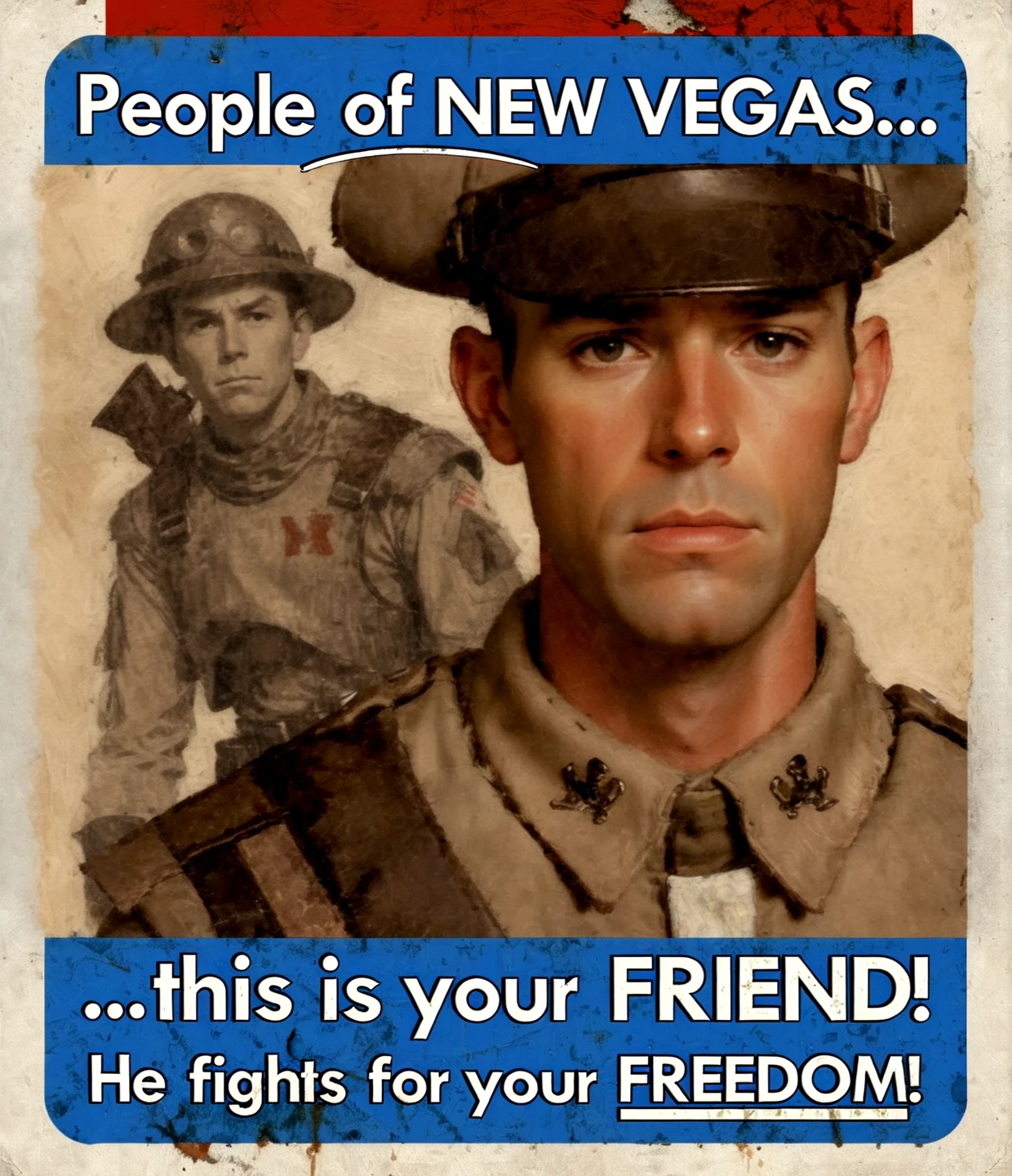 a trooper on a propaganda poster
 <lora:ncr_5000_trooper:1>, Norman Rockwell style <lora:dmd2_sdxl_4step_lora_fp16:1>, oil painting style, oil on canvas style