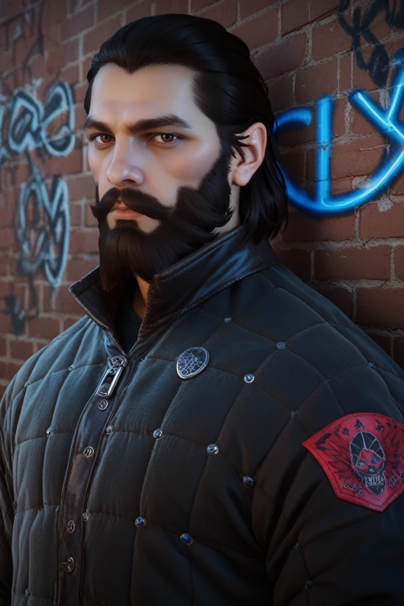 score_9, score_8_up, score_7_up,
<lora:DAIBlackwall:0.8>
DAIBlackwall, 1boy, brown eyes, black hair, beard, looking at viewer, Under a neon-lit city sign, edgy streetwear ensemble, nighttime ambiance, leaning against a graffiti-covered wall with a cool and collected attitude