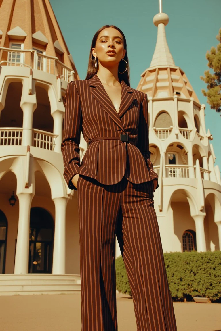 sabcexpro style, text "Espresso",
Amidst Barcelona's architectural wonders, Edna designs suits inspired by Gaudi's genius , 
 <lora:clips_espresso_sabcexpro_style:1>