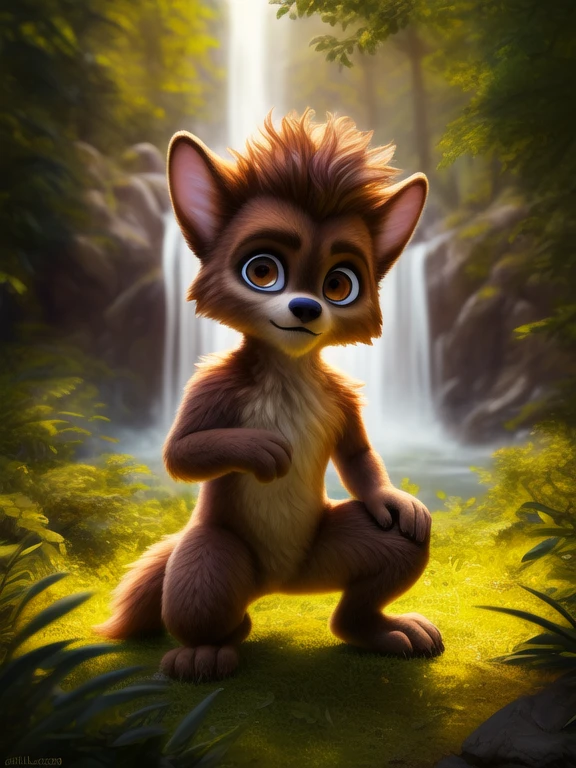 <lora:MaxWishMonYif:0.8> MaxWishMon, werewolf, brown fur, black nose, brown eyes, paws,, ( chibi, small body,) male,
Looks at the viewer, [ solo, nature, forest, day, clouds, waterfall, nude, naced,] ((cowgirl position,))
beautiful, aesthetic, perfect, delicate, intricate, saturated colors, masterpiece, digital drawing, best quality,
by ulitochka, by taran fiddler, by Silverfox5213, by personalami,