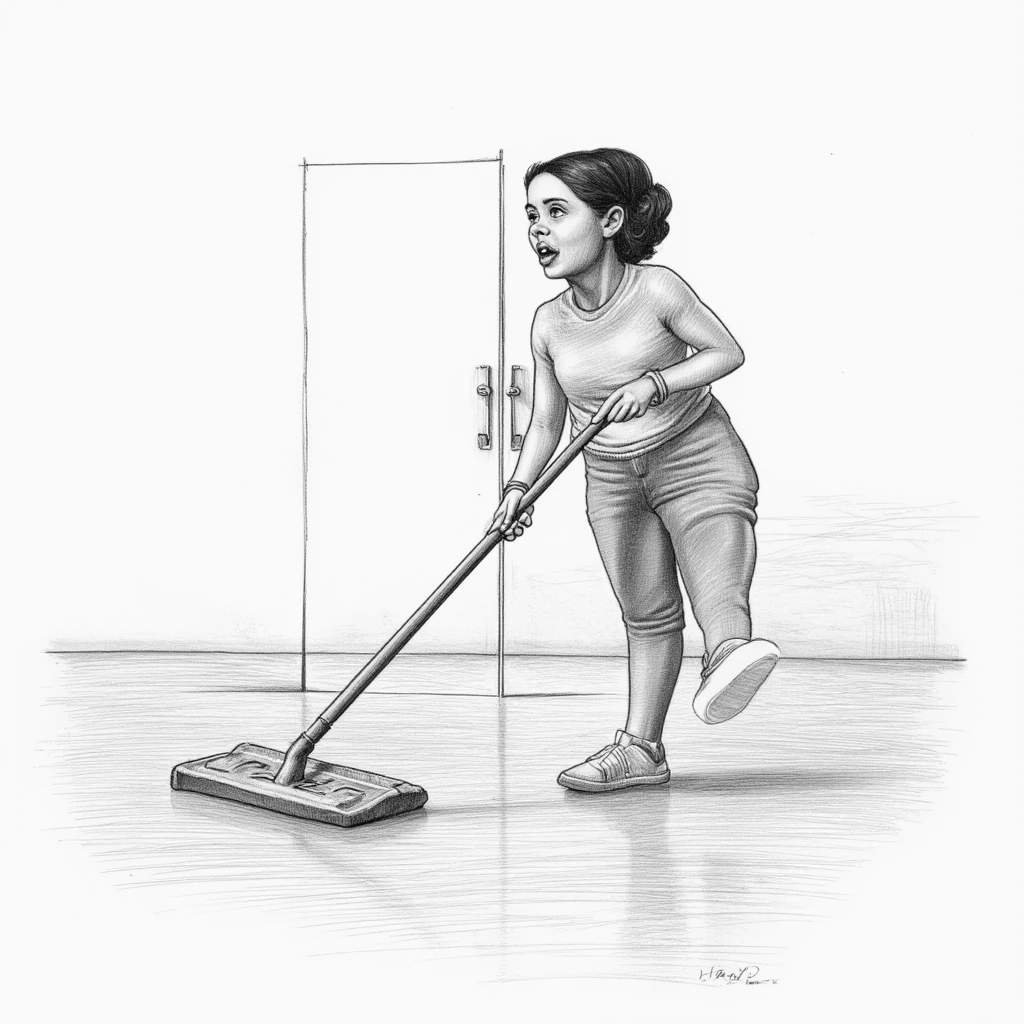 <lora:drawing style v1:0.8>
A drawing of a woman is cleaning the floor with a mop
drawing style