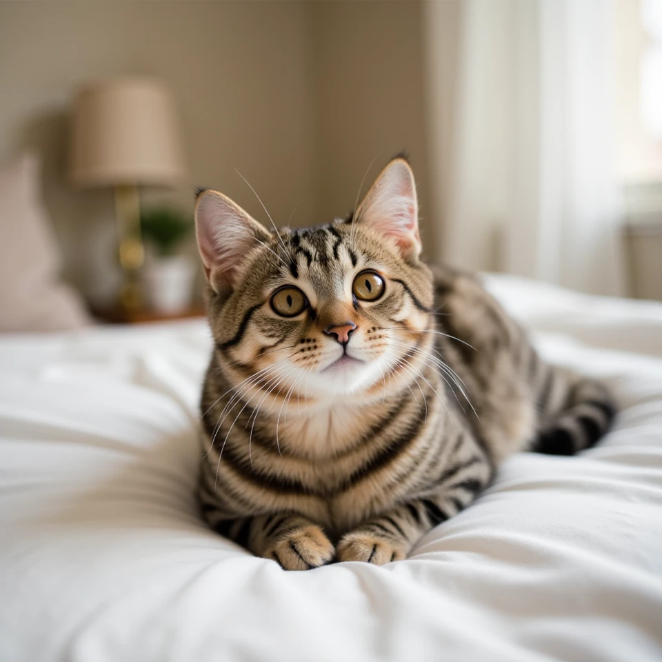 a cute cat in bedroom