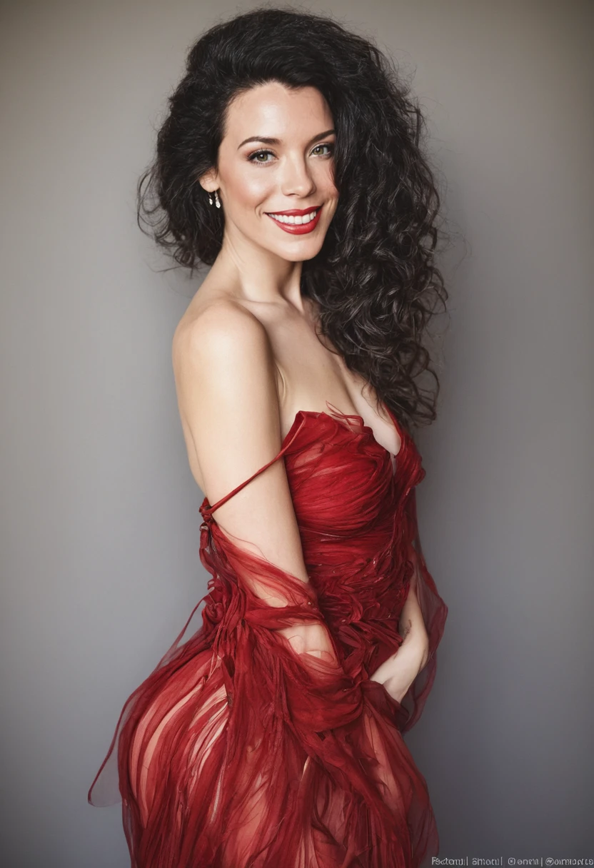 glamour photography, realistic, portrait, 1girl, solo, looking at viewer, black hair, smile,
red dress,
<lora:VauntSDXL:1>