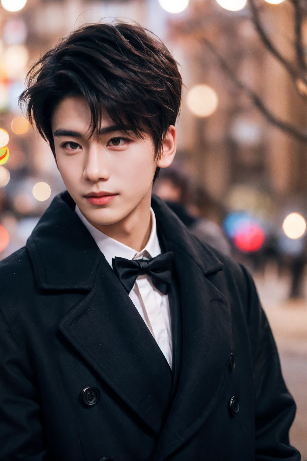 male focus,1boy, short black hair cut, coat, formal, outdoor, bokeh,
<lora:add_detail:0.8> , 