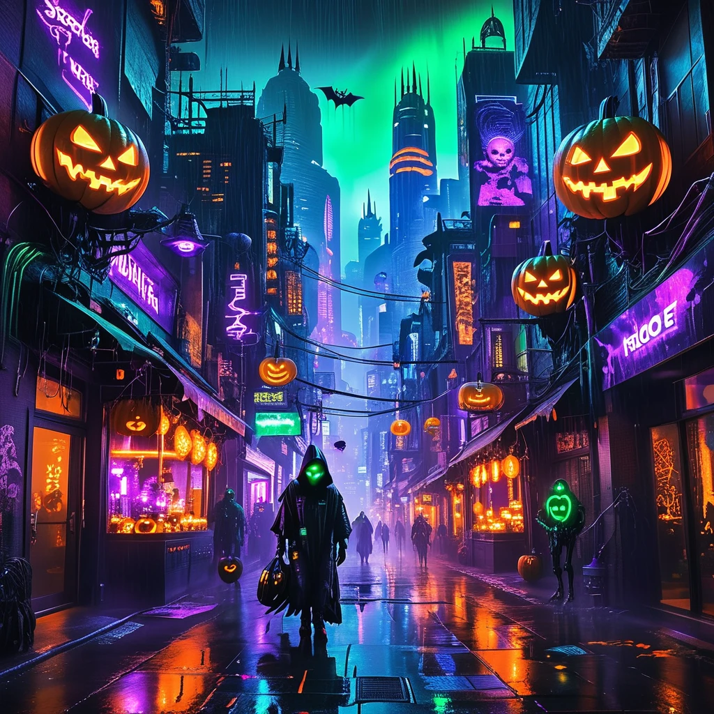 🎃Halloween🎃 X 🩻Cyberpunk🩻concept lora  [FLUX+xl+pony] Pony