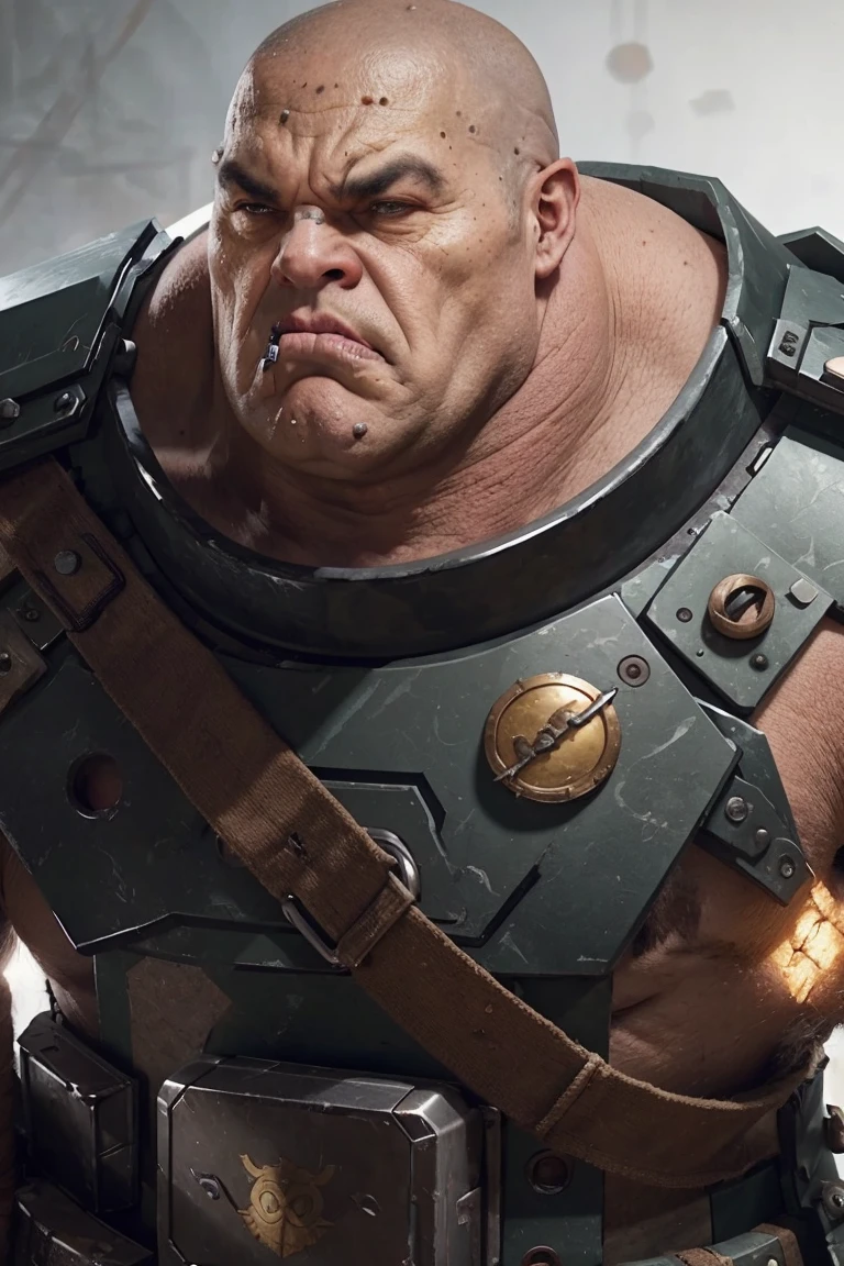 40kogryn, ogryn, giant, muscular, ogryn male, looking at viewer, underbite, manly <lora:race_40k_ogryn:0.9>, armor, bald
