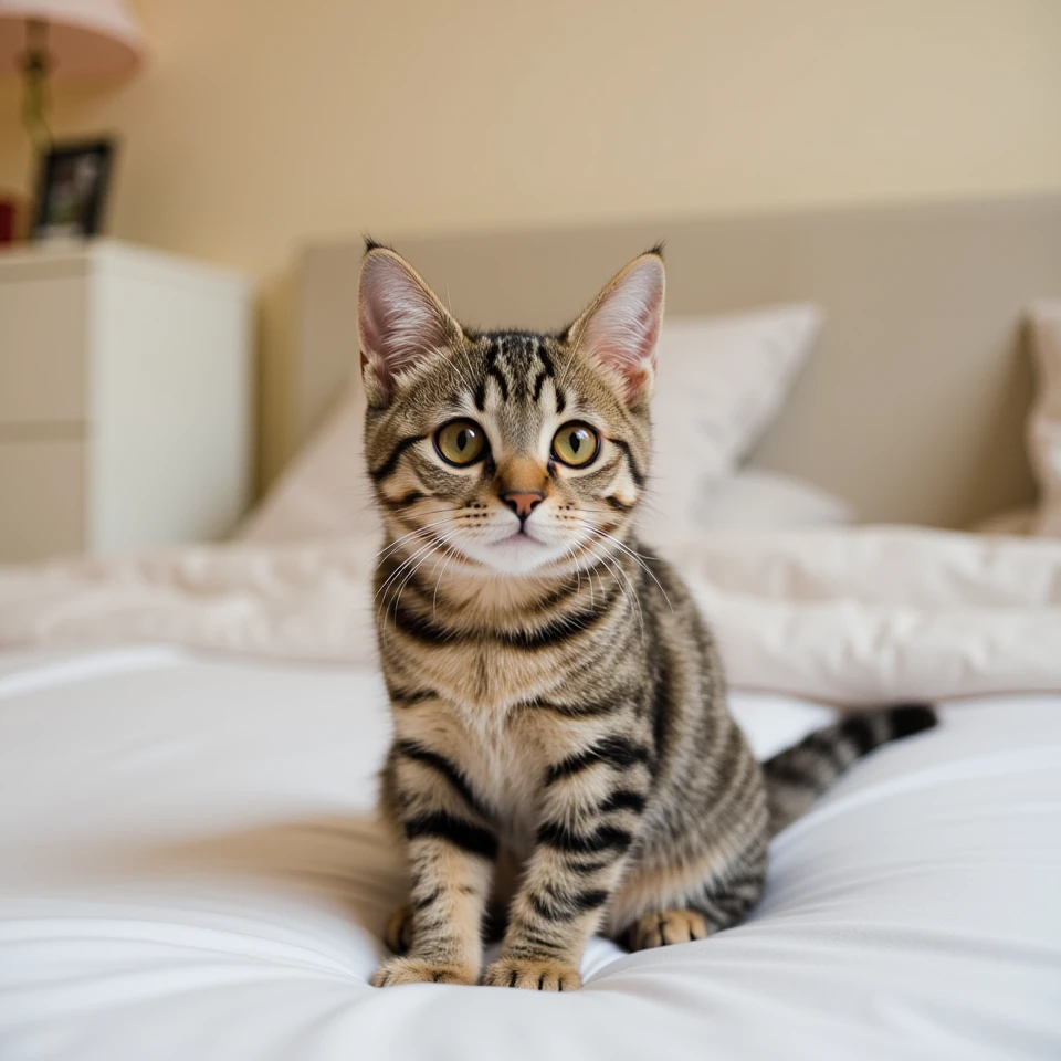 a cute cat in bedroom