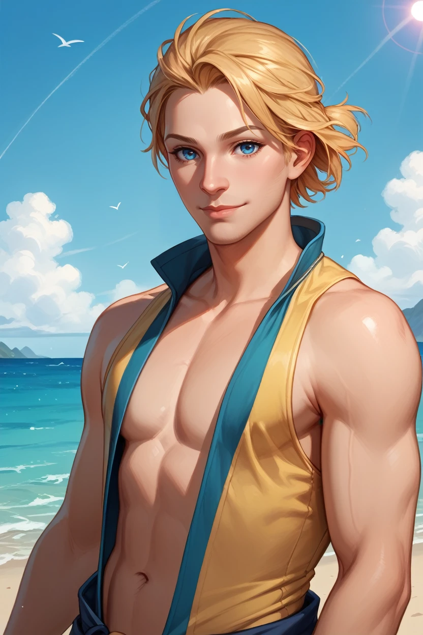 score_9, score_8_up, score_7_up,
<lora:DA2Anders:0.8>
DA2Anders, 1boy, blonde hair, blue eyes, looking at viewer, smiling, sun reflecting off the ocean, wind tousling his hair, natural and candid shot, warm and inviting mood