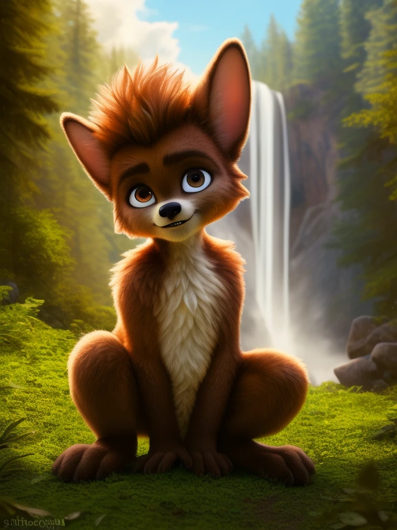 <lora:MaxWishMonYif:1> MaxWishMon, werewolf, brown fur, black nose, brown eyes, paws,, ( chibi, small body,) male,
Looks at the viewer, [ solo, nature, forest, day, clouds, waterfall, nude, naced,] ((cowgirl position,))
beautiful, aesthetic, perfect, delicate, intricate, saturated colors, masterpiece, digital drawing, best quality,
by ulitochka, by taran fiddler, by Silverfox5213, by personalami,