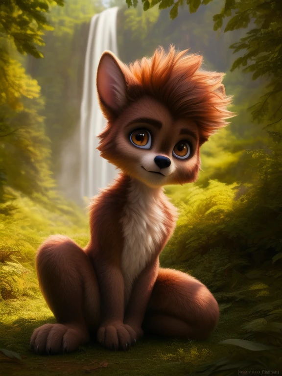 <lora:MaxWishMonYif:0.8> MaxWishMon, werewolf, brown fur, black nose, brown eyes, paws,, ( chibi, small body,) male,
Looks at the viewer, [ solo, nature, forest, day, clouds, waterfall, nude, naced,] ((cowgirl position,))
beautiful, aesthetic, perfect, delicate, intricate, saturated colors, masterpiece, digital drawing, best quality,
by ulitochka, by taran fiddler, by Silverfox5213, by personalami,