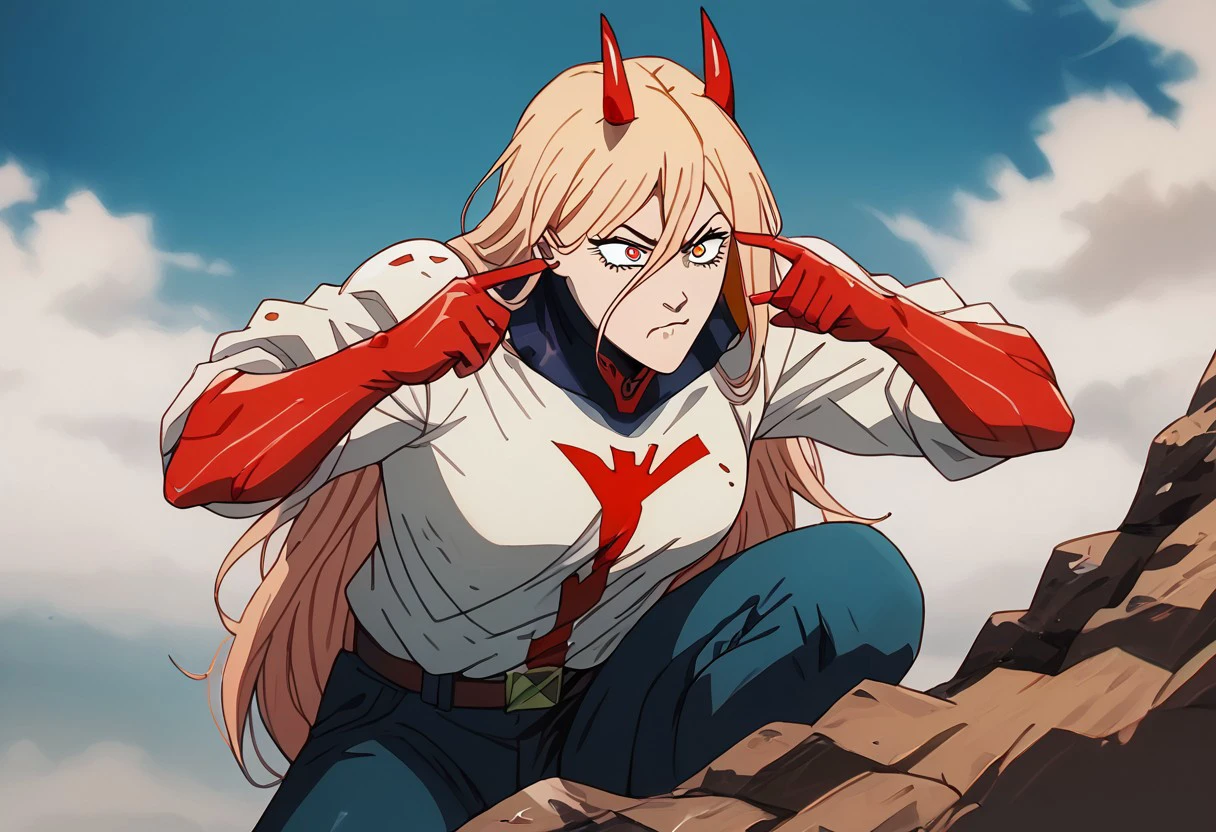 score_9, score_8_up, score_7_up, <lora:ThinkMarkThinkPony:0.9> Thinkmarkmeme, Thinkmarkmemeomnimanandmark, 1 girl, 1 boy
BREAK
((1 girl,  power, long hair, blonde hair, red horns,demon pupils, Thinkmarkmemeomniman, squatting pointing to self, pointing to self, squating, squat, solo focus, RoleOmniman)), 
BREAK
((1 boy, denji, short hair, orange hair, Thinkmarkmemeinvincible, resting on rocks, lying on rocks, Roleinvincible))