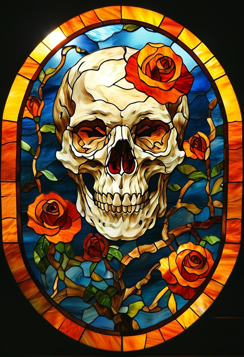 stained glass windows style skeleton 