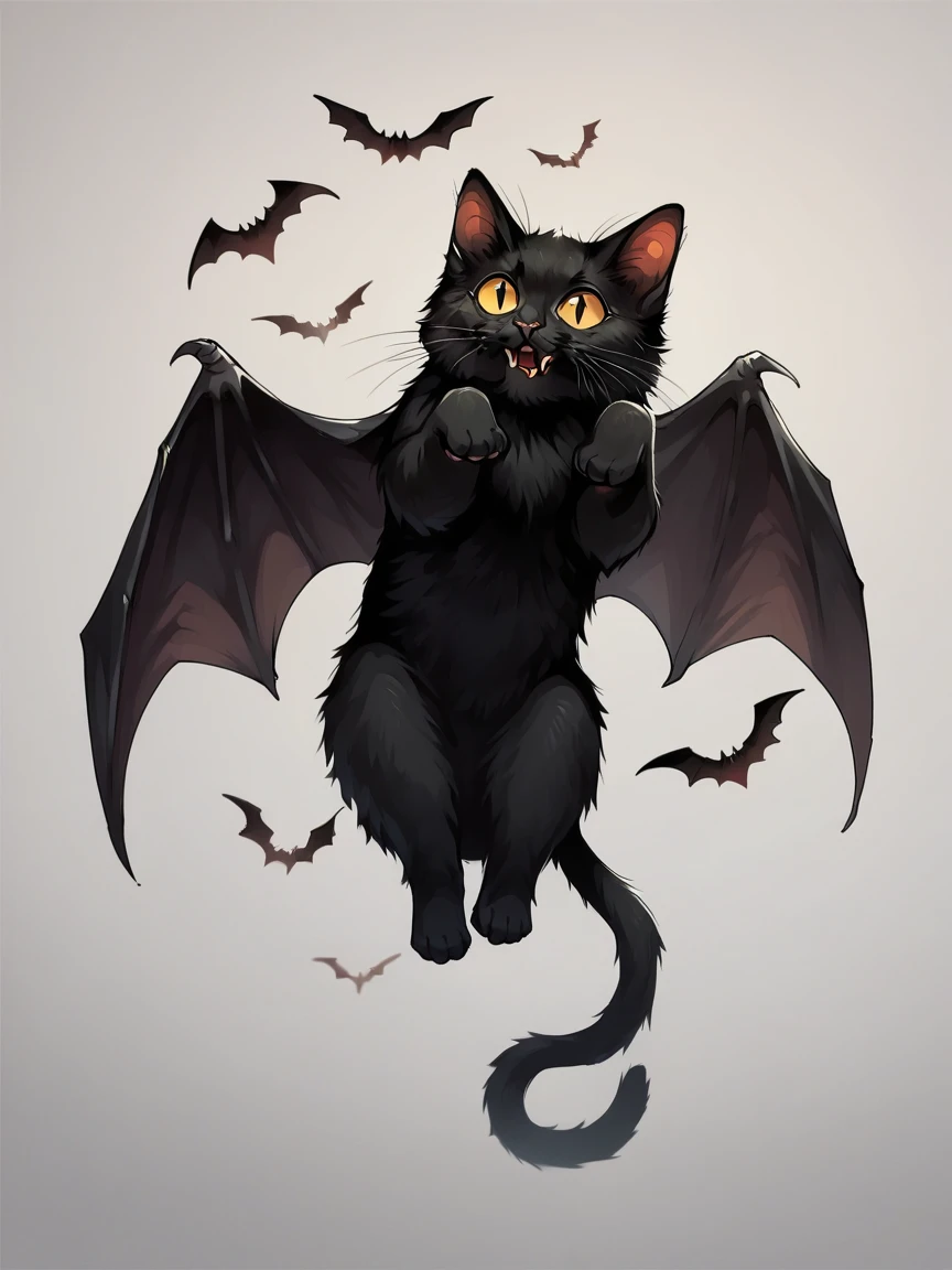 score_9, score_8_up, score_7_up, score_6_up, score_5_up,  <lora:catbatXLP:1> catbat, no humans, animal focus, black cat, bat wings, cute, flying