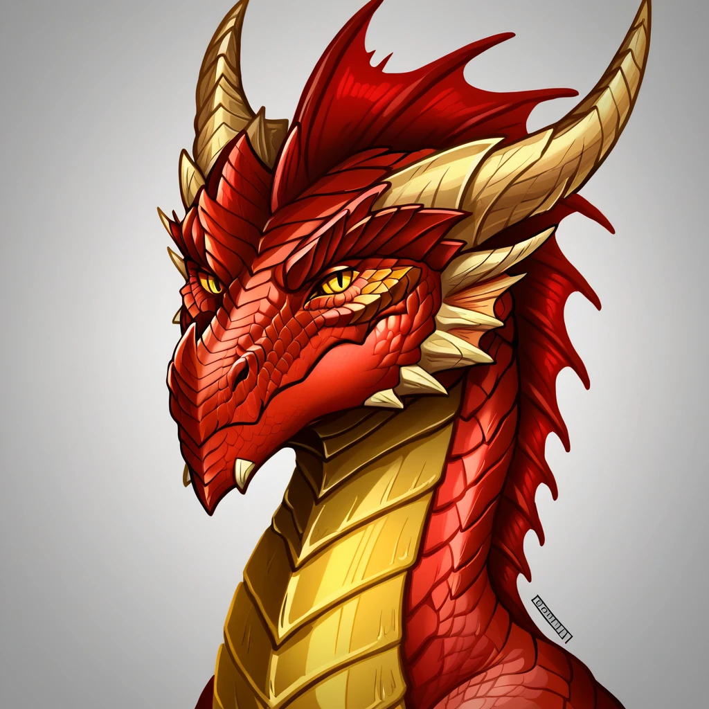 score_9, score_8_up, 2.5d, masterpiece, highres, absurdres, source_cartoon ,   
BREAK
feral dragon, yellow eyes, gold horns, reddrg, (red scales:1.5), portrait ,  horn,  red body, solo, hi res , detail background   