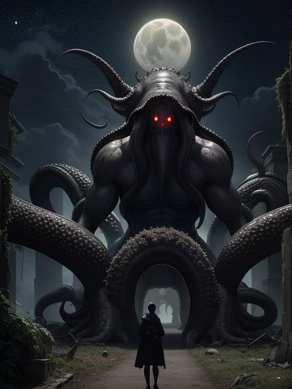 (fantasy:1.3),(guro:1.2),(no humans:1.2),(giant:1.2),(cthulhu mythos:1.2),(monster:1.3),(bead tree:1.2),(dead:1.2),(death:1.2),(wilted:1.2),mountain,(space:1.2),(cosmog:1.2),(dark:1.2),corruption,necrozma,goomy,tentacles,goat,wolf,swelling,abscess,intense shadows,(deep dark fantasy:1.3),chain ring, chain storm, dark chain,((wholeblack bloomer)), darkside, night, deep dark, darkness, ((dark clouds)),((ruins)),shadow, death garden,, (masterpiece, best quality:1.4),