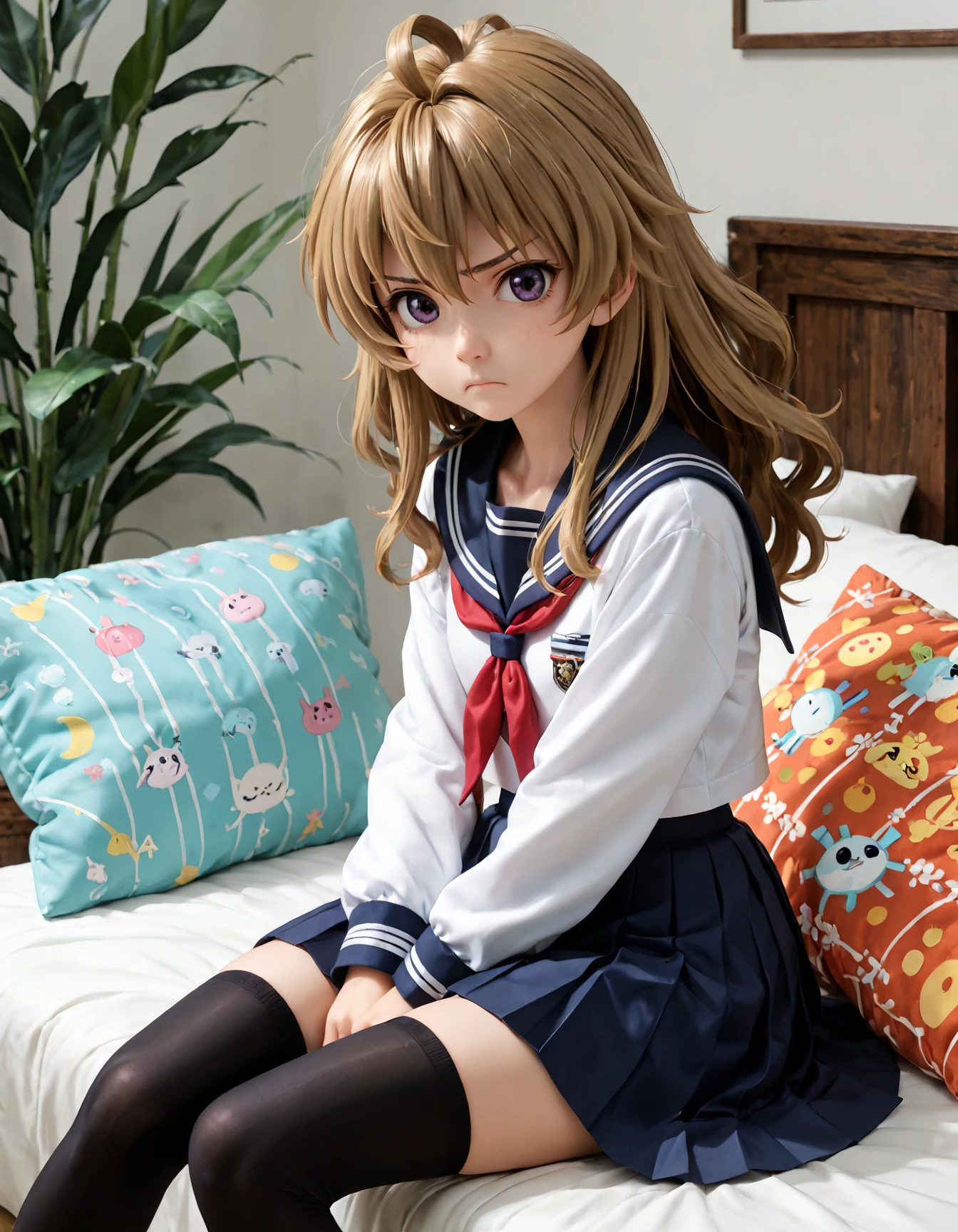 10 year old 、Cute girl、Primary school students、1 Girl, Highest quality, Surprisingly complex, Round eyes, Happy, :D, Mid-chest,Lying in bed、