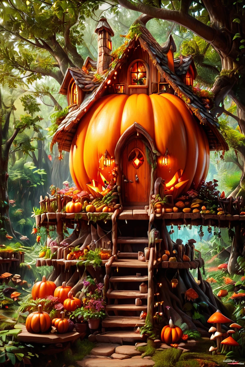 score_9, score_8_up, score_8,  ,,,  zzPumpkinHouse, 1girl, solo, flower, day, tree, forest, stairs, jack-o'-lantern, mushroom, chimney ,  <lora:PumpkinHouse_PDXL_v1:0.8>,   ,,, smile, looking at viewer,  ,,, embedding:zPDXL, Expressiveh, <lora:CatalystStylePDXL:0.6>,  <lora:SDXLFaeTastic2400:0.5>,  <lora:Expressive_H-000001:0.4>,