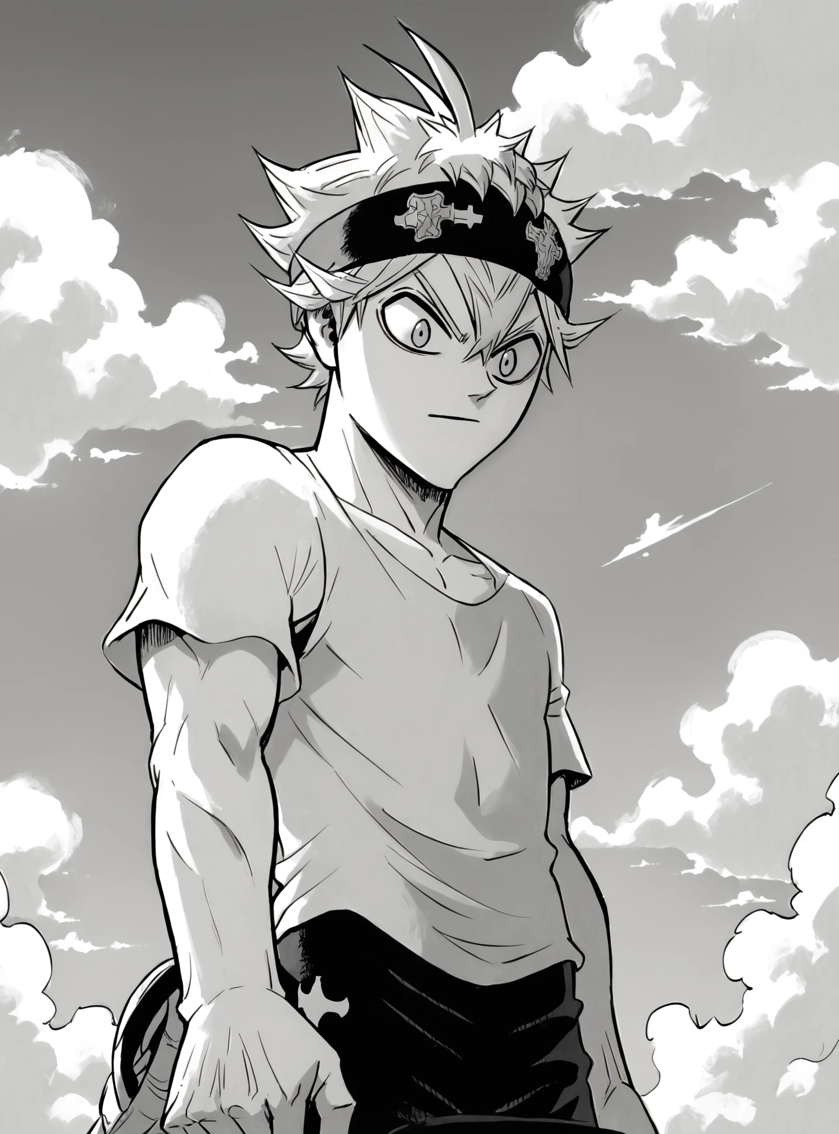 score_9, score_8_up, score_8, score_9, score_8_up, score_7_up,zPDXL2, source_anime,
blackcloverxl,
solo, asta, 1boy, hat,  greyscale, male focus, sky, cloud, headband, 
monochrome, greyscale, lineart,
<lora:black_cloverxl:1>