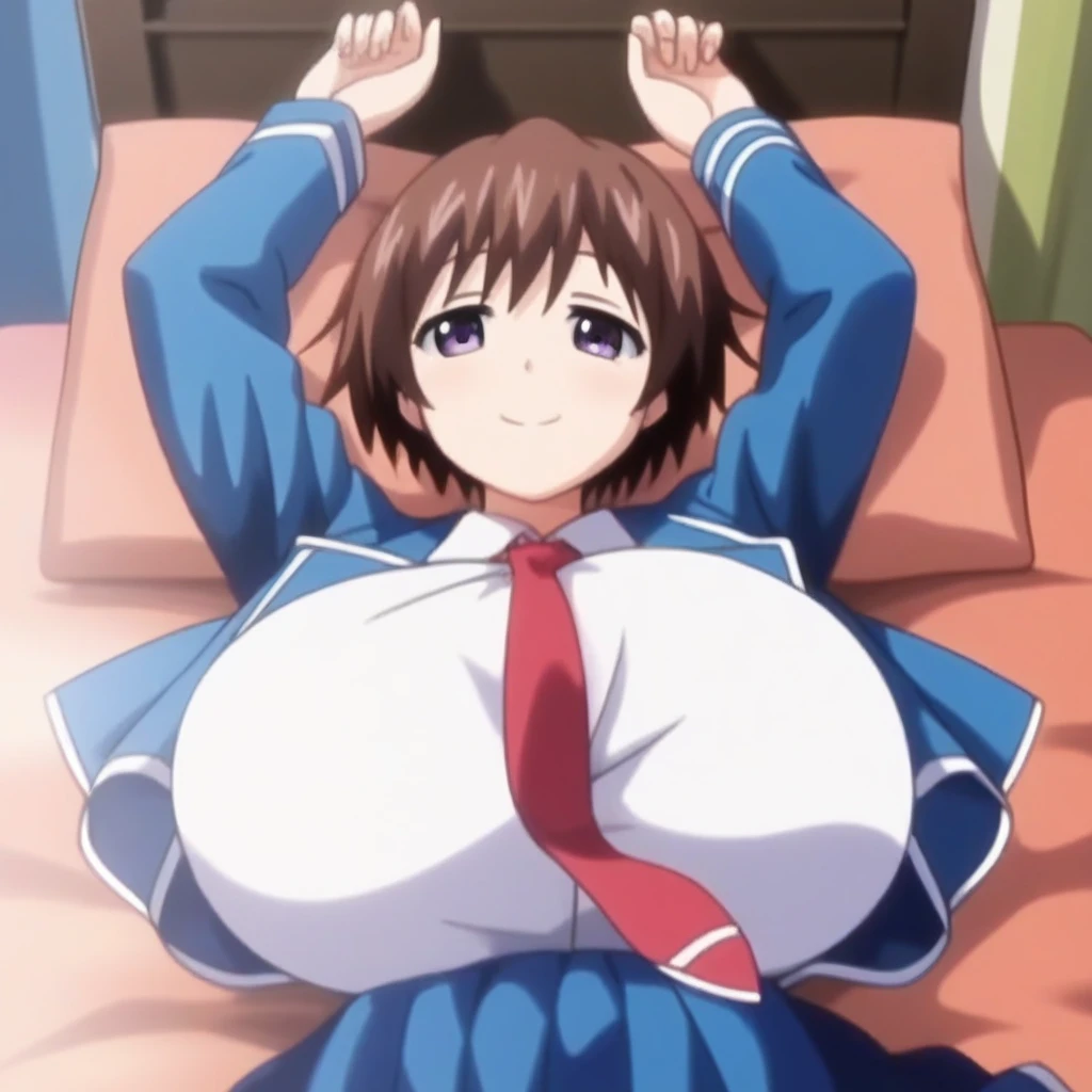 Best image quality、4K.Anime Cel Style, highest quality, High resolution, 1 girl, (Huge :1.4), blush, Embarrassing, Inside the hotel,Pink Bed, smile, Uraraka Ochako / My Hero Academia、ライトBrown Hair、short hair、Purple Bodycon、Fishnet tights、Full Body Shot、Tight nipplesding nipples、Sweatyty、Armpit sweat、A room filled with smells、Big nipples、Huge breasts、(Crying face)choker、Earrings、White skin、Purple Bodycon、Nipples of the Heart、Brown Hair、haiStand with your legs crossed、short hair、Spread your legs、白色のhair band,Pink latex nurse uniform