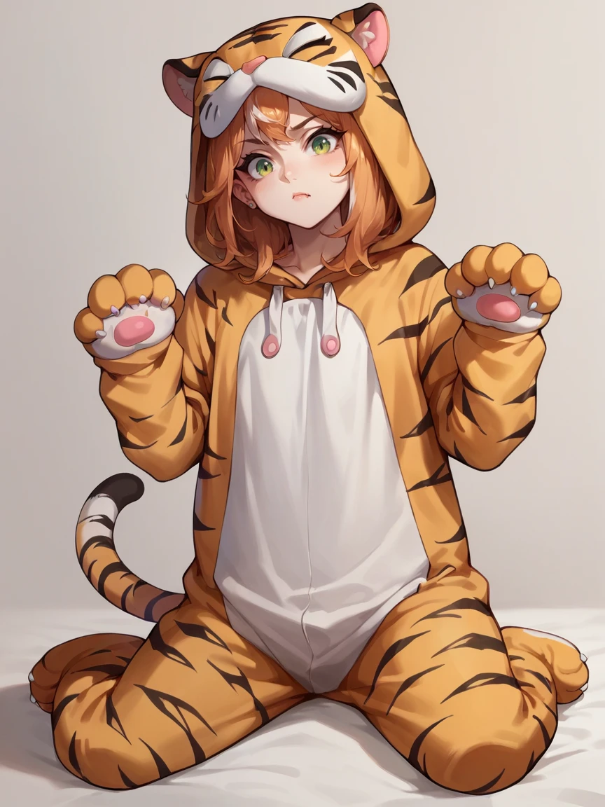 score_9, score_8_up, score_7_up, score_6_up, score_5_up,  <lora:KittyonesieXLP2:0.7> kitty onesie, animal costume, hood, tail, solo, 1girl, tiger print, cat costume,