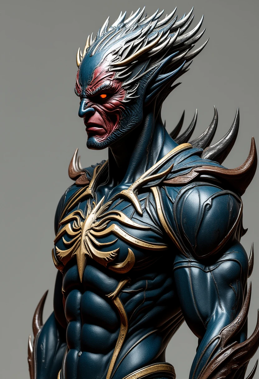 ven7urous, male focus, full body, spikes, red eyes, bodysuit , side view <lora:FLUX_ven7urous_LoRA-000005:1>