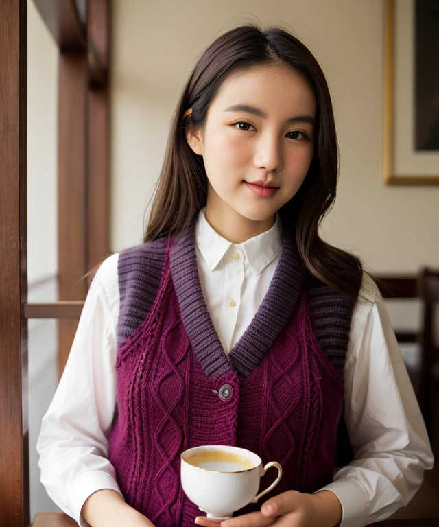 photo of rinrada, Knit Vest at Tea Room, <lora:rinrada:1>