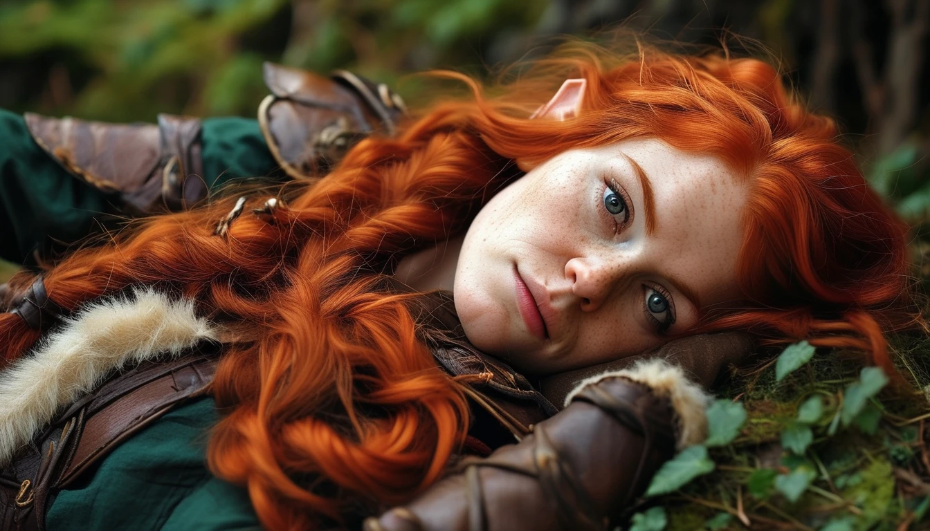 score_9,score_8_up,score_7_up,score_6_up Dwarf female red hair lying down in grass