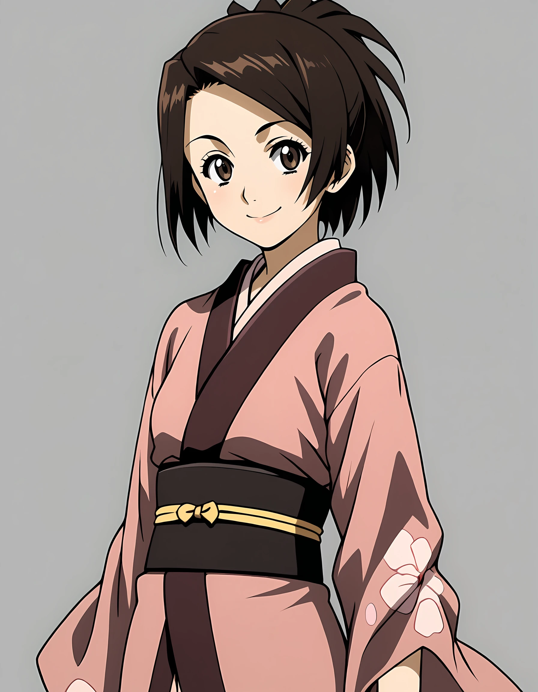 <lora:Fuu Samurai Shamploo:1> fuu, 1girl, solo,
japanese clothes, sstanding, smile, simple background