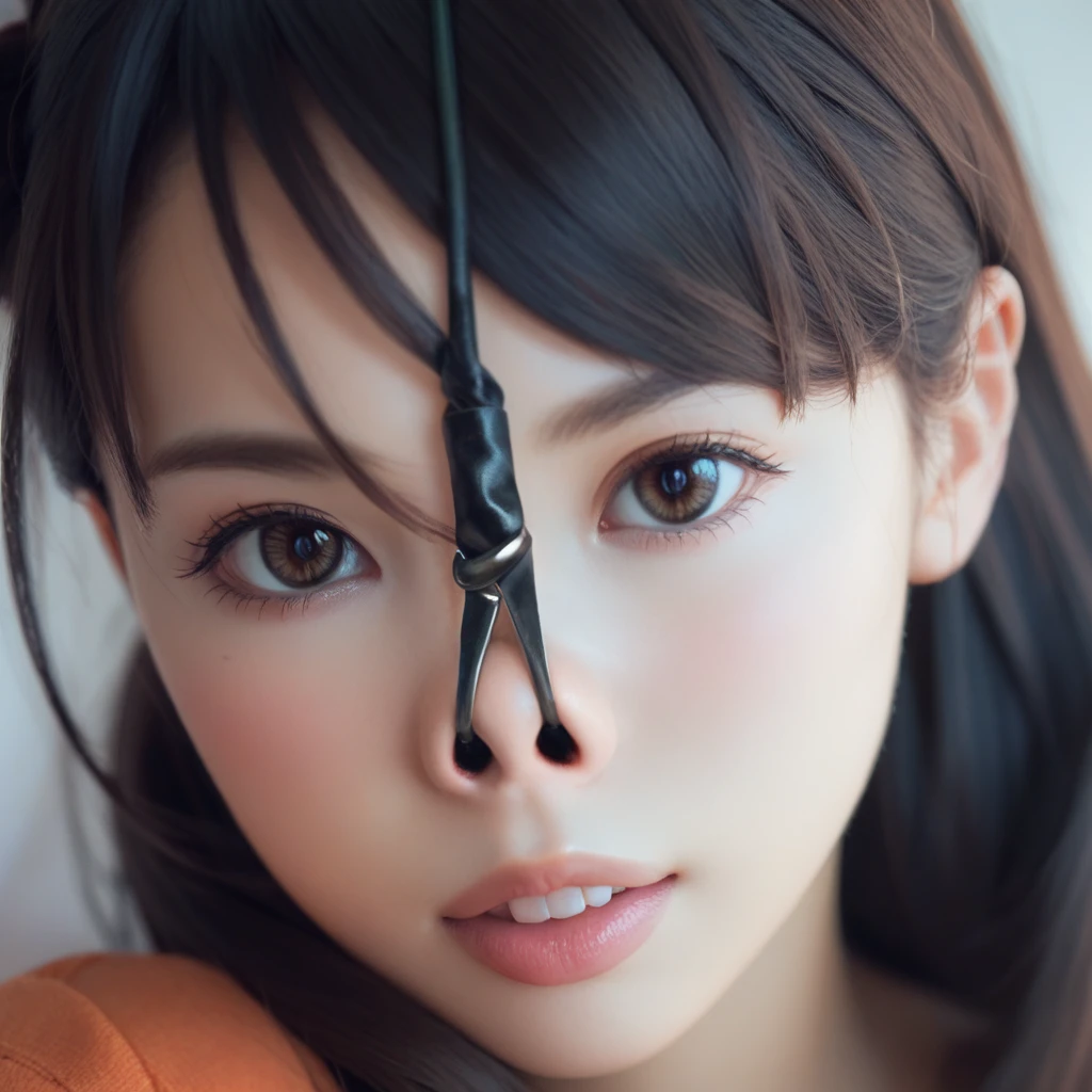 score_9, score_8_up, score_7_up, score_6_up, score_5_up, score_4_up,BREAK,japanese girl,wide shot,upper body  <lora:PONY_Realistic_nose_hook_v1-000009:0.8>nosehook,teeth,looking viewer,black hair,brown pupill,