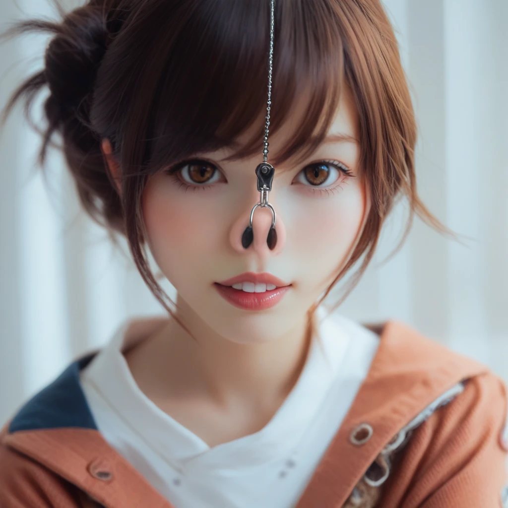 score_9, score_8_up, score_7_up, score_6_up, score_5_up, score_4_up,BREAK,japanese girl,wide shot,upper body  <lora:PONY_Realistic_nose_hook_v1-000009:0.8>nosehook,teeth,looking viewer,