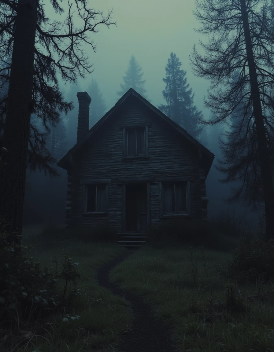 creepy old cabin in the woods style of novuschroma