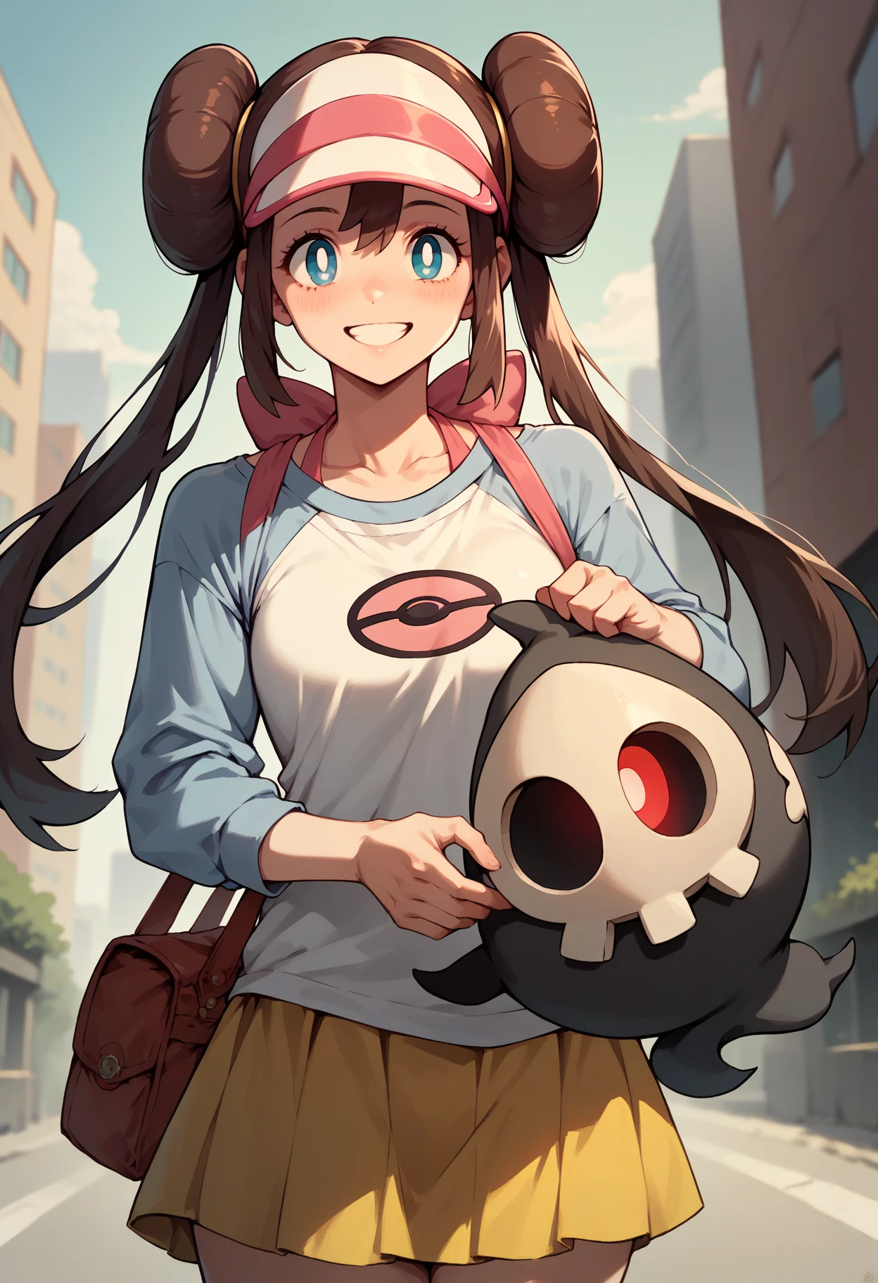score_9, score_8_up, score_7_up, 1girl, cowboy shot, holding pokemon, outdoors, city, BREAK
rosa \(pokemon\), smile, looking at viewer, BREAK
<lora:DuskullPKMN-pdxl:1> dusku11, pokemon \(creature\), no humans, mask, red eyes, ghost BREAK
yellow skirt, black leggings