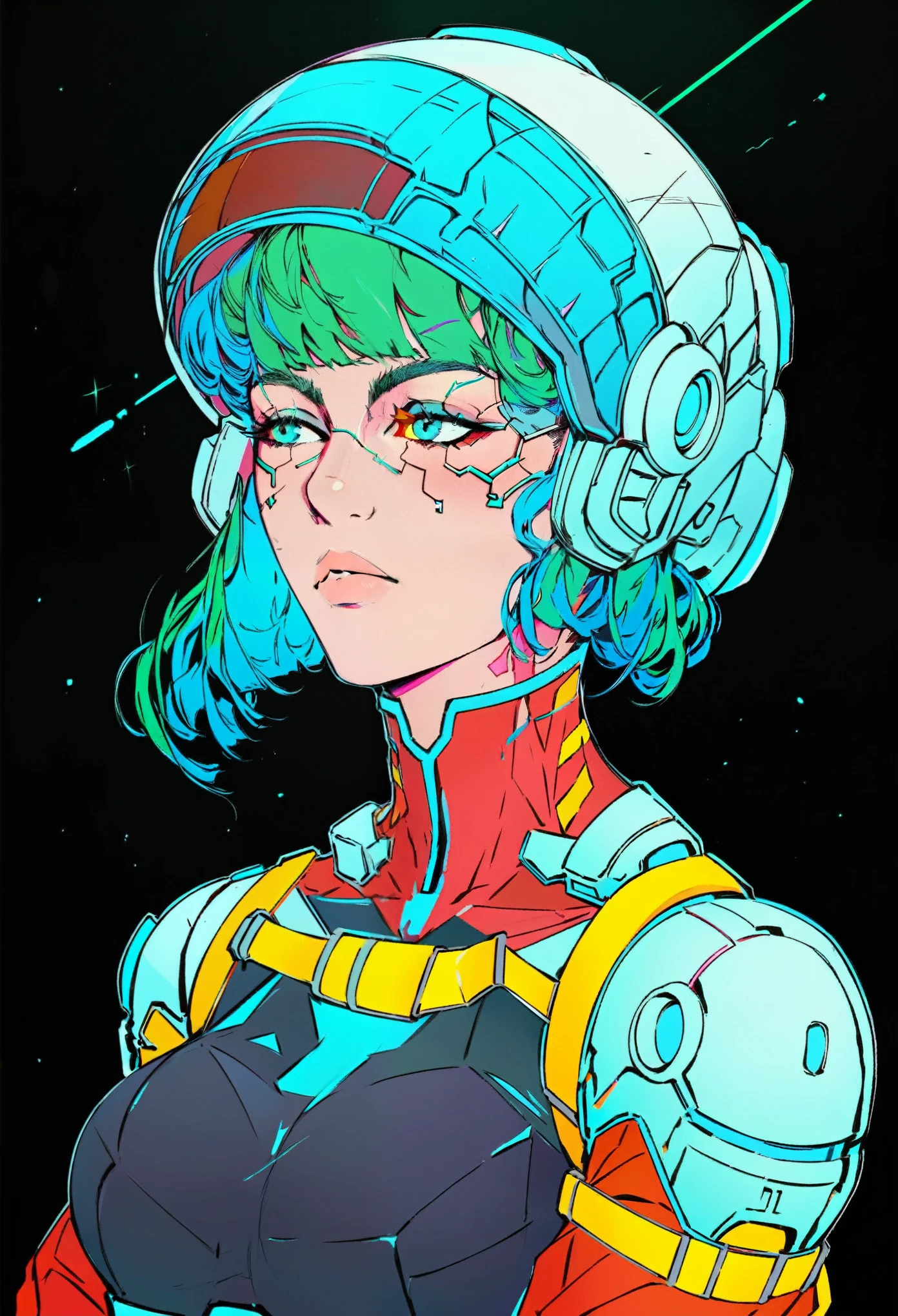 anime character with a helmet and a backpack on, cyberpunk art inspired by Victor Mosquera, pixiv, afrofuturism, portrait anime space cadet girl, cyberpunk art style, portrait armored astronaut girl, jen bartel, cyber space cowboy, futuristic art style, anime cyberpunk art, rossdraws cartoon vibrant, digital cyberpunk anime art, cyberpunk artstyle, 8 0 s anime art style