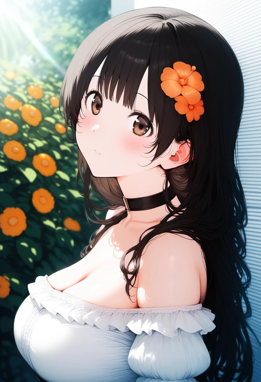 Cute beautiful girl、naked、Shocked and Blushing、shout、Big Breasts、Gothic Lolita、Provocative Underwear、Wavy Hair、Put out the bottom,garden