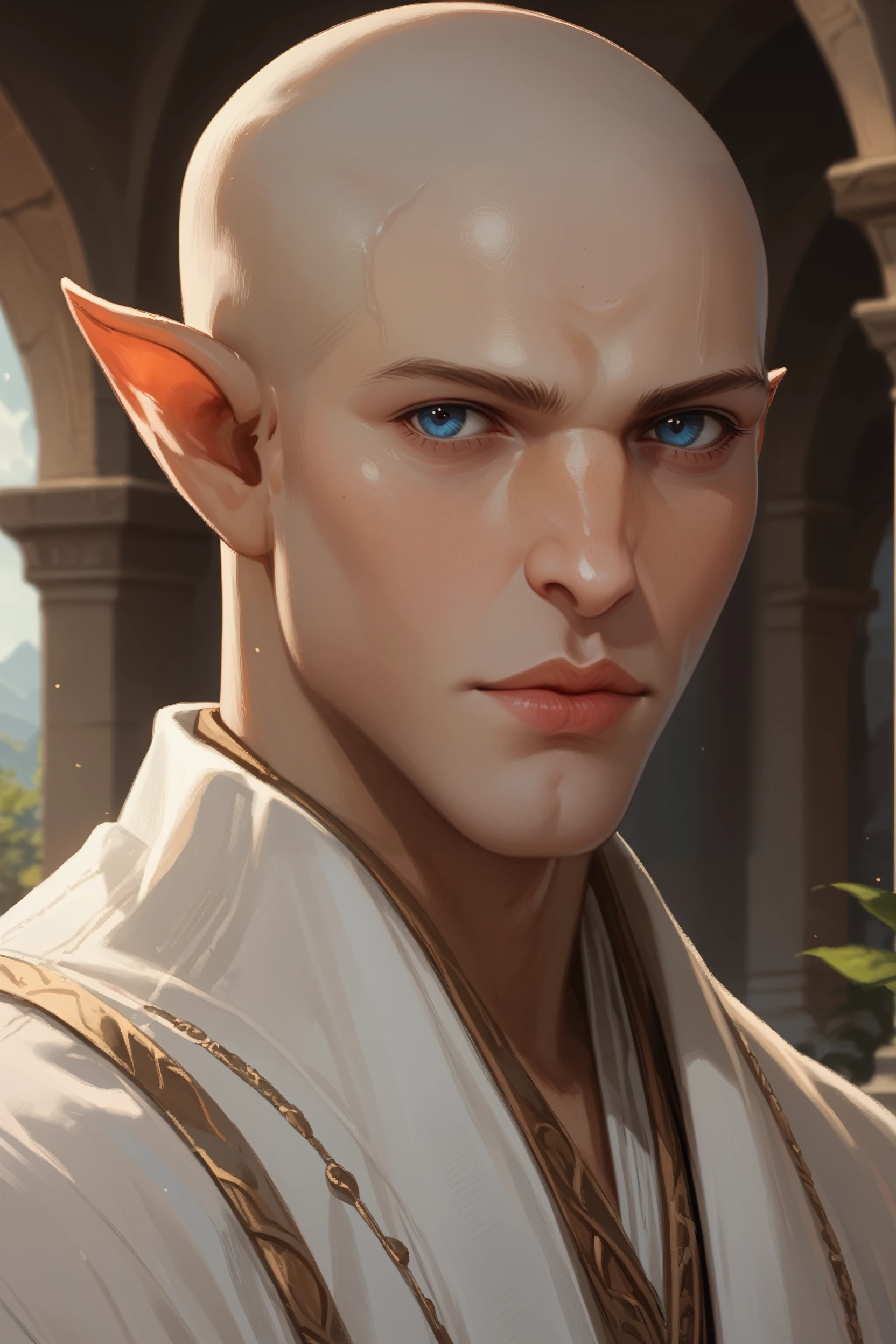 score_9, score_8_up, score_7_up,
<lora:DAISolas:1.0>
DAISolas, 1boy, bald, blue eyes, pointy ears, looking at viewer, portrait