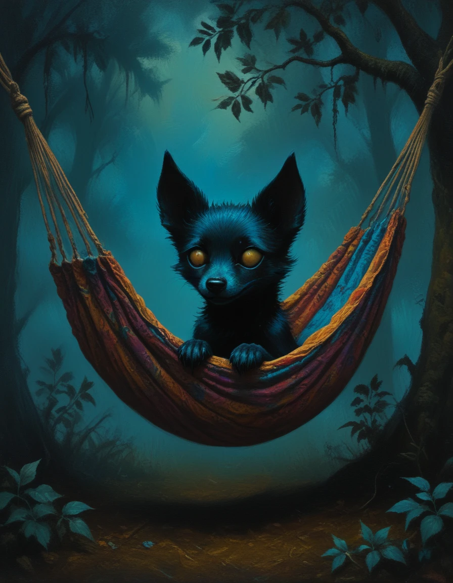 novuschroma style hellhound napping in a hammock <lora:110_novuschroma_1:1>, <lora:sdxl_lightning_8step_lora:1>