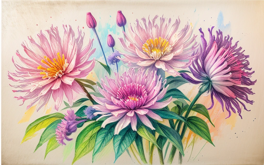 best quality,masterpiece
 <lora:oiilpastel_V02:1>  oiilpastel,traditional media, soft color, sketch brush stroke,   oiil pastel drawing, 
Tassel flower flowers