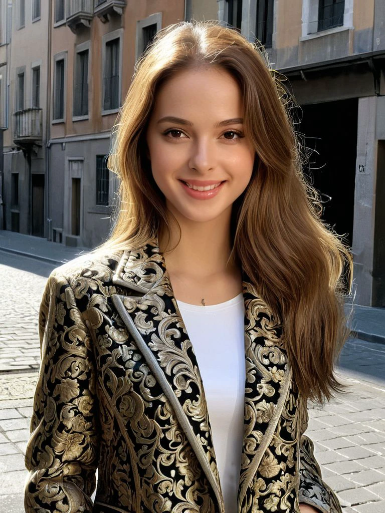 <lora:K4t3S4m_xl_v10:0.8>, K4t3S4m, 1girl, solo, long hair, looking at viewer, smile, Jacquard Jacket, street, (masterpiece,best quality,ultra_detailed,highres,absurdres:1.2)