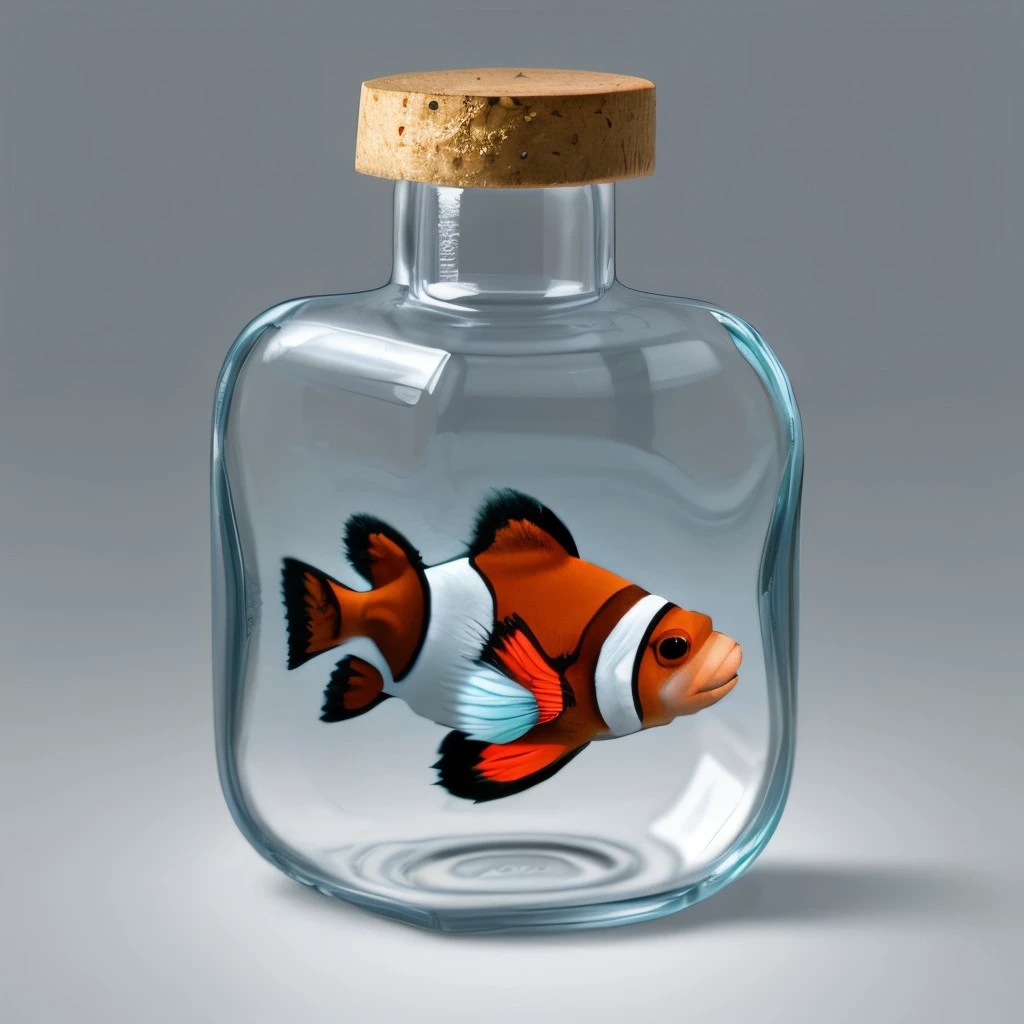 clownfish  in a bottle,  <lora:AppleBottle_v11:0.8>