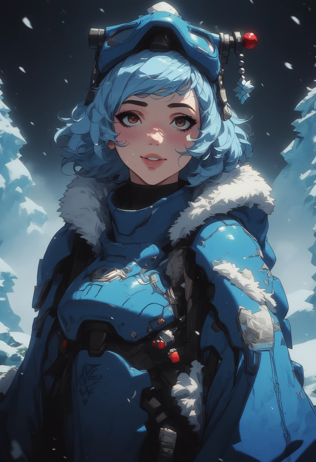 score_9, score_8_up, score_7_up, score_6_up, score_5_up, score_4_up,
solo, 
mei (overwatch), ice, cold, tuque, (foreground snow), heavy snowstorm, wind, eskimo outfit, eksimo hood, smile, ice, frost, blizard, depth of field, gaussian blur