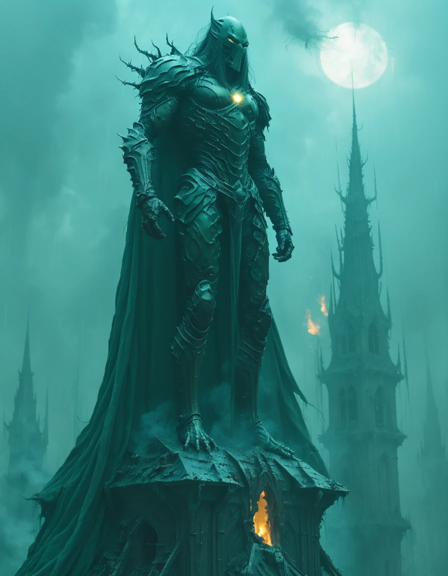 Nazgul, Sauron's Dark Knight standing on roof,  <lora:Nazgul:1>